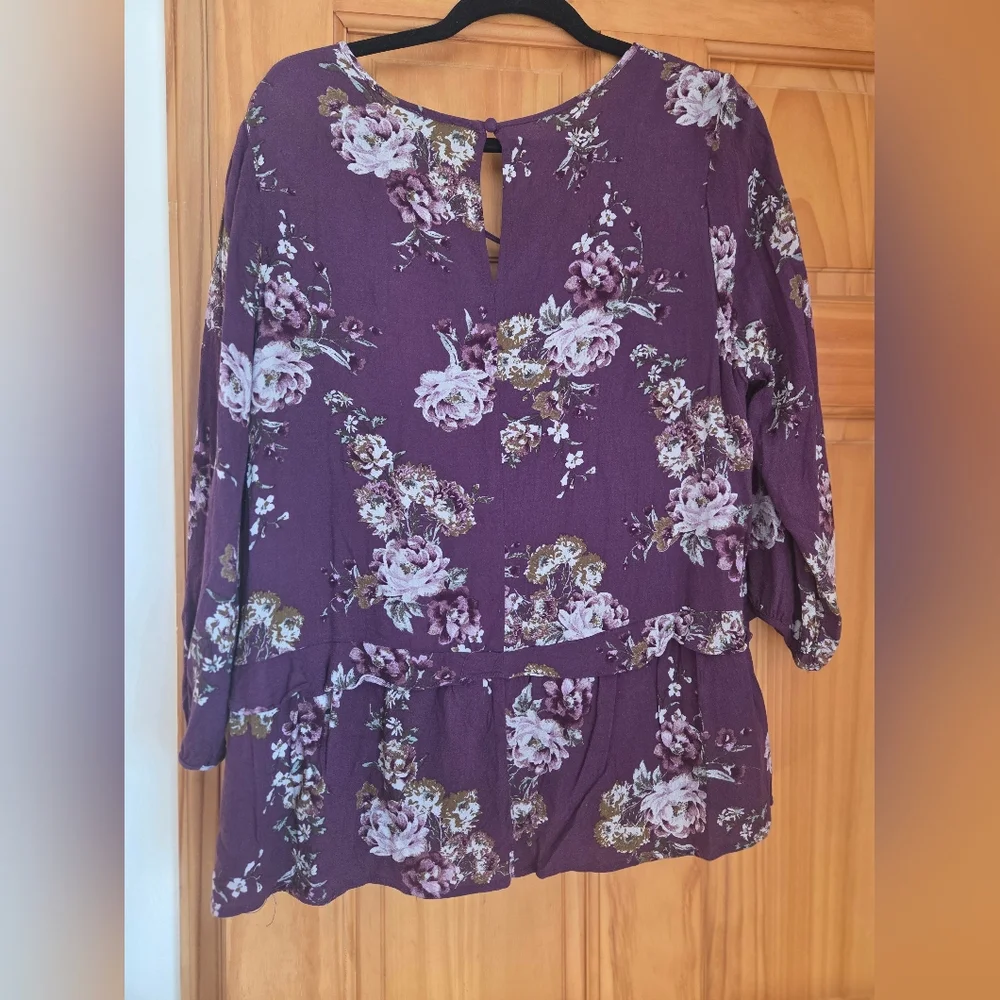 Floral Purple Women's Top - Picture 2 of 2